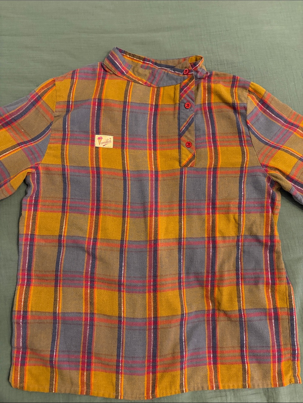 Plaid Long-Sleeve Shirt in Yellow and Purple - Women’s